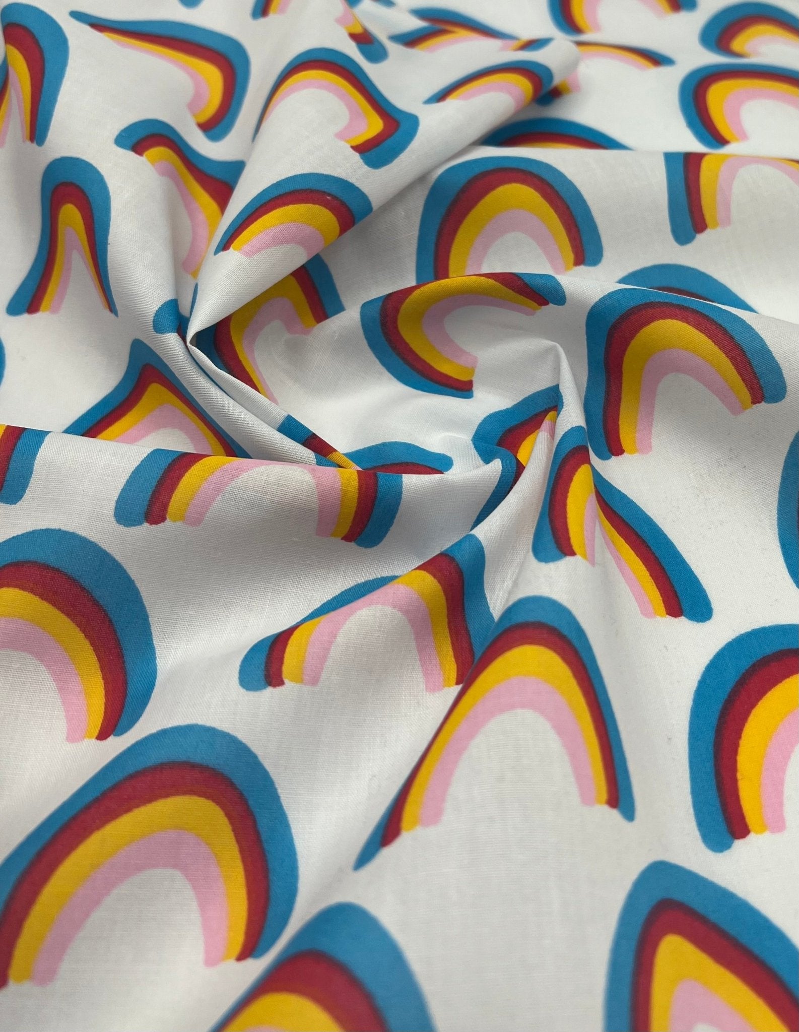 White Rainbow Printed Poly Cotton 90 GSM 80/20 44 Inch Non Stretch - T9 Fabrics