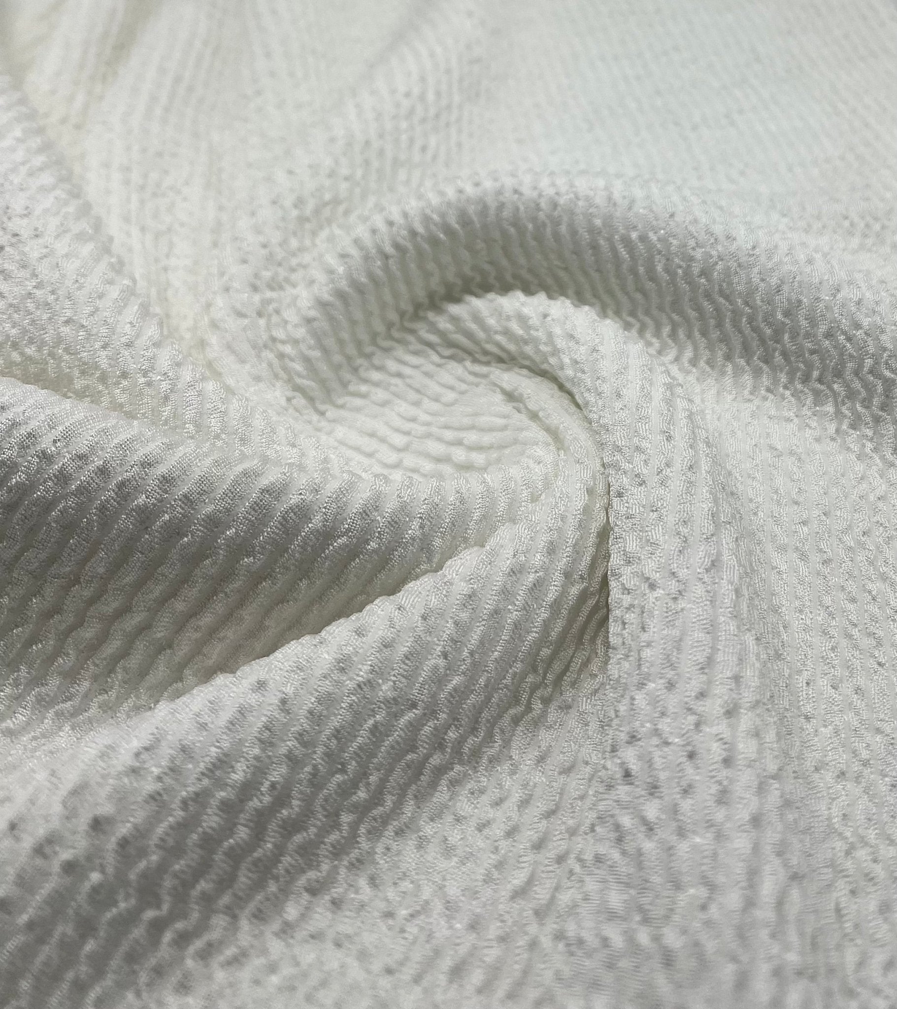 White Thick Rope Rib 2 Way Stretch Fabric - T9 Fabrics