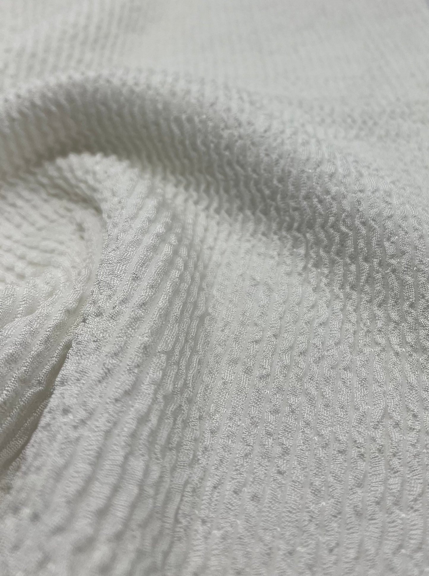White Thick Rope Rib 2 Way Stretch Fabric - T9 Fabrics