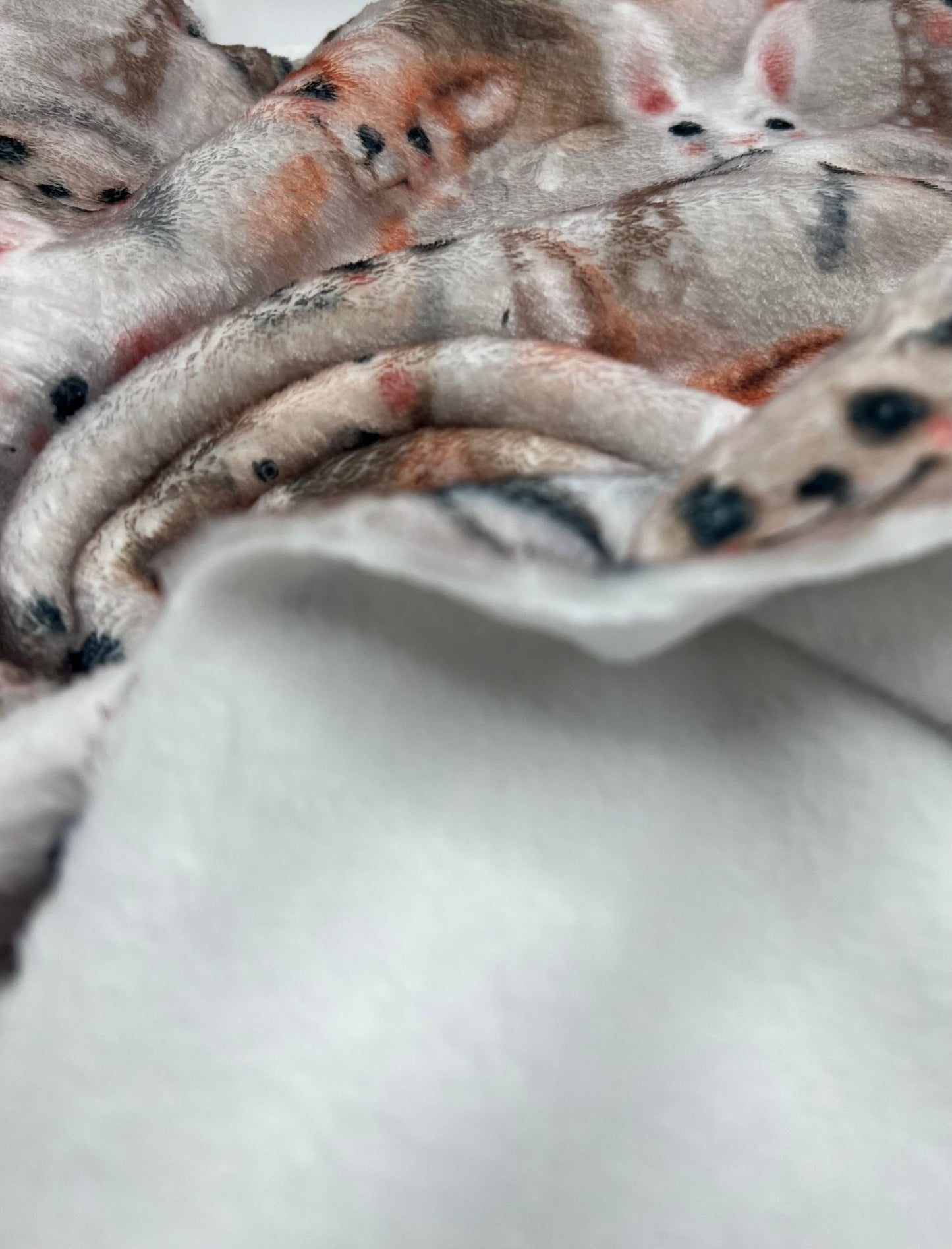 Woodland Baby Animals Cuddle Fleece Fabric Blanket Loungewear - T9 Fabrics