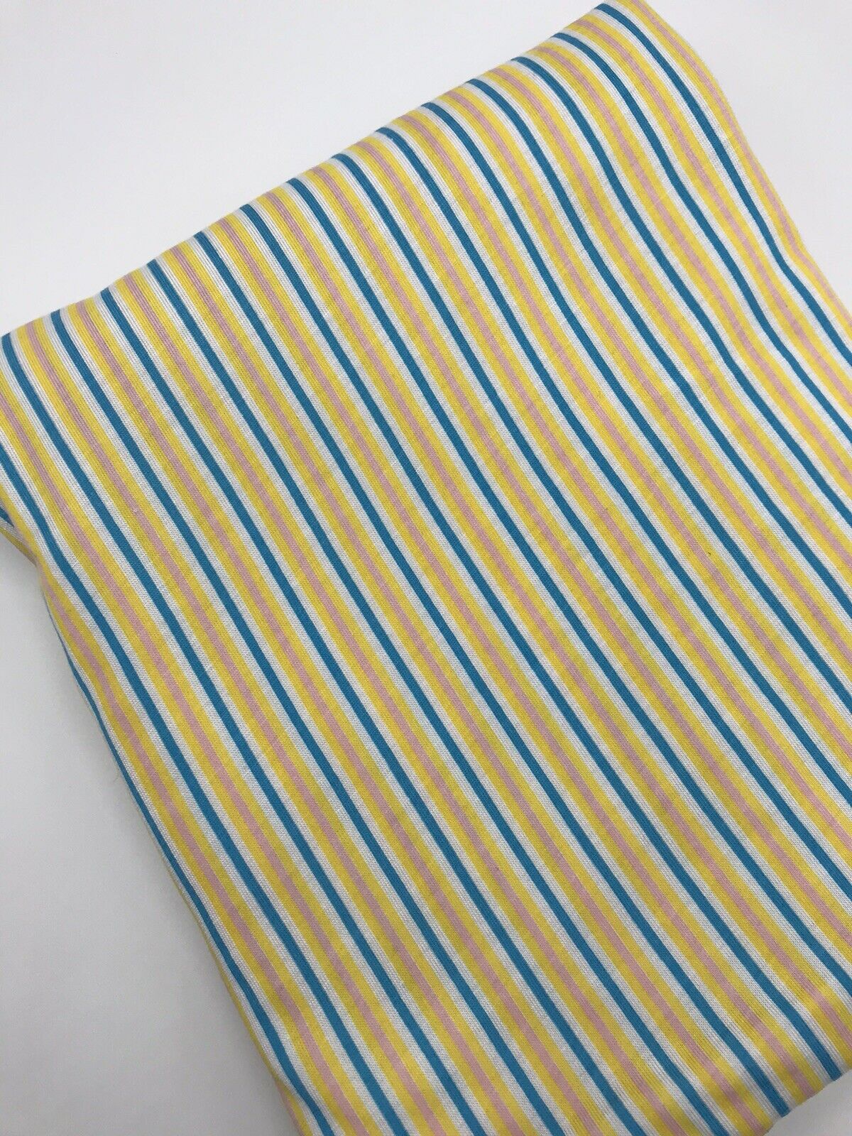 Yellow, Blue & Pink Vertical Stripe Print Viscose Elastane Fabric - T9 Fabrics