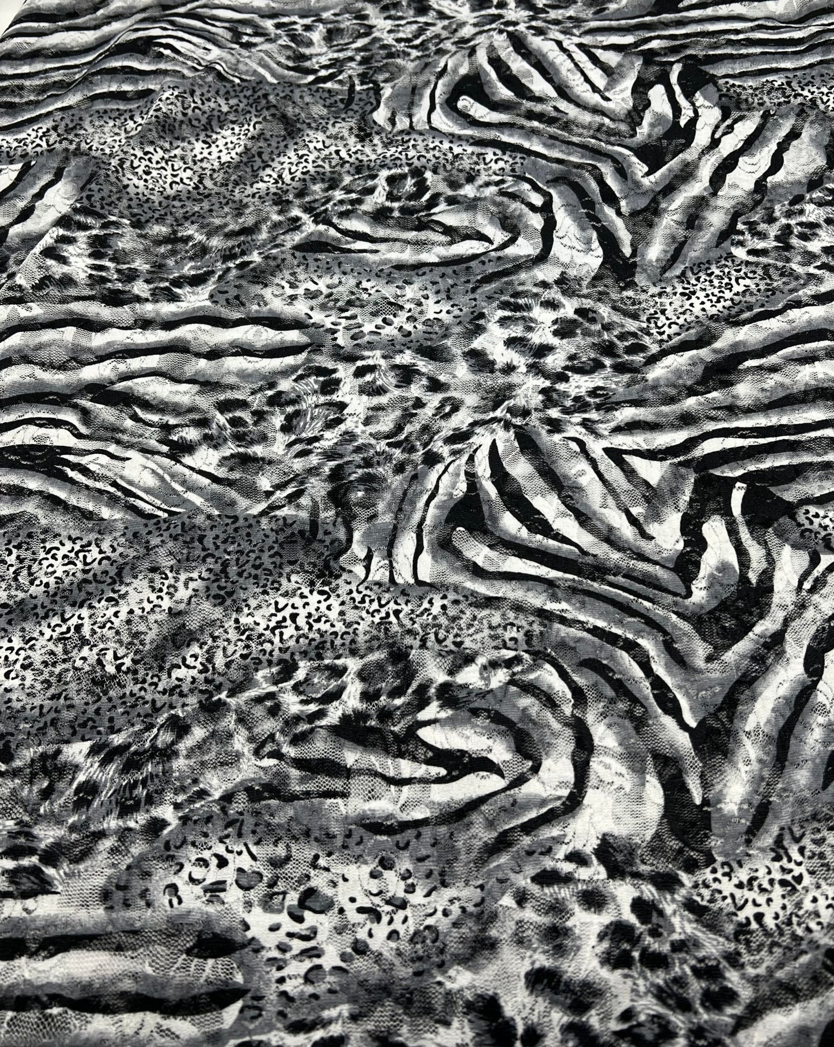 Zebra Multi Animal Lace Fabric Stretch - T9 Fabrics