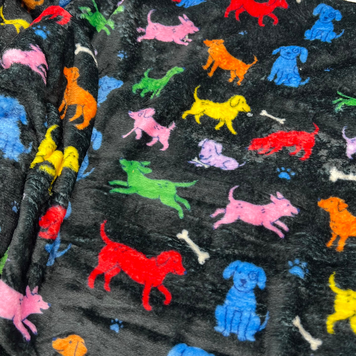 Rainbow Pups Cuddle Fleece Fabric Blanket Loungewear