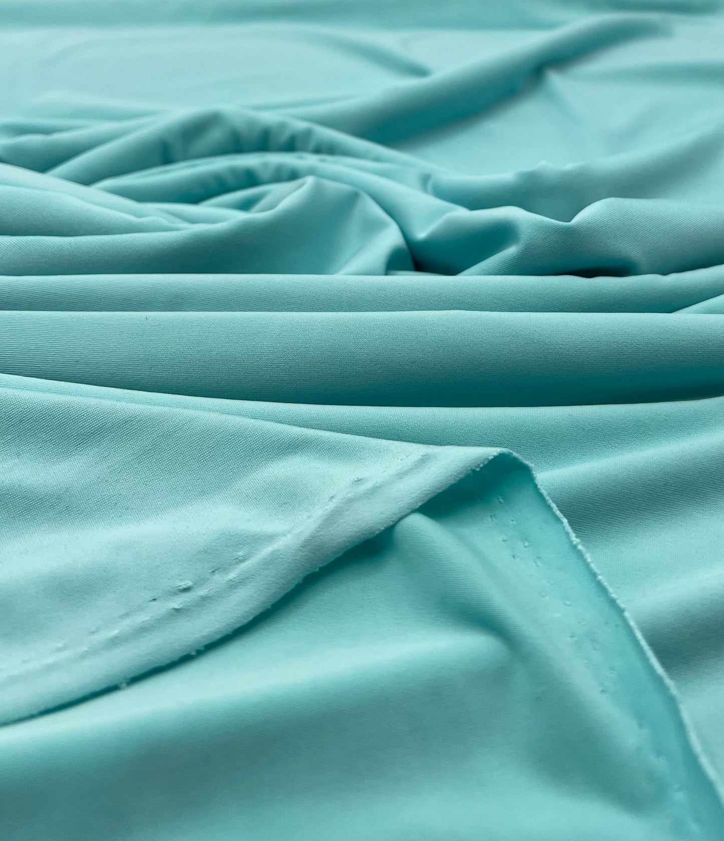 Aqua Blue Plain Shiny Soft Touch Slinky 4 Way Stretch Fabric