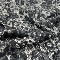 Black Beige Floral Lace Fabric Stretch
