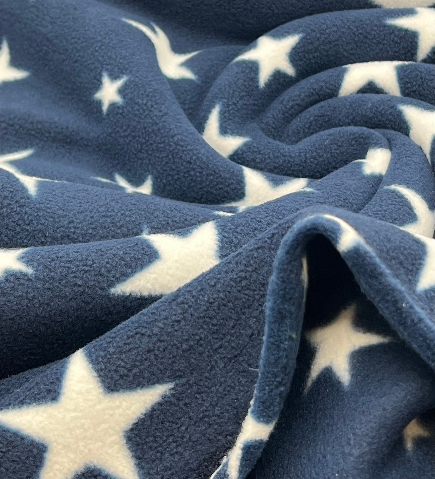 Navy Stars Printed Anti-Pil Polar Fleece Fabric Blanket Loungewear