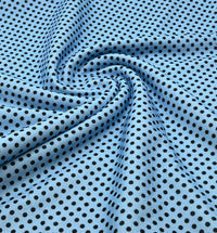 Baby Blue Black Polka Print Liverpool Bullet Stretch Fabric