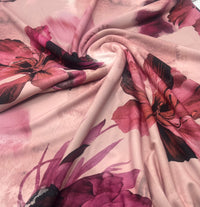 Rose Large Floral Print ITY Fabric 2 Way Stretch