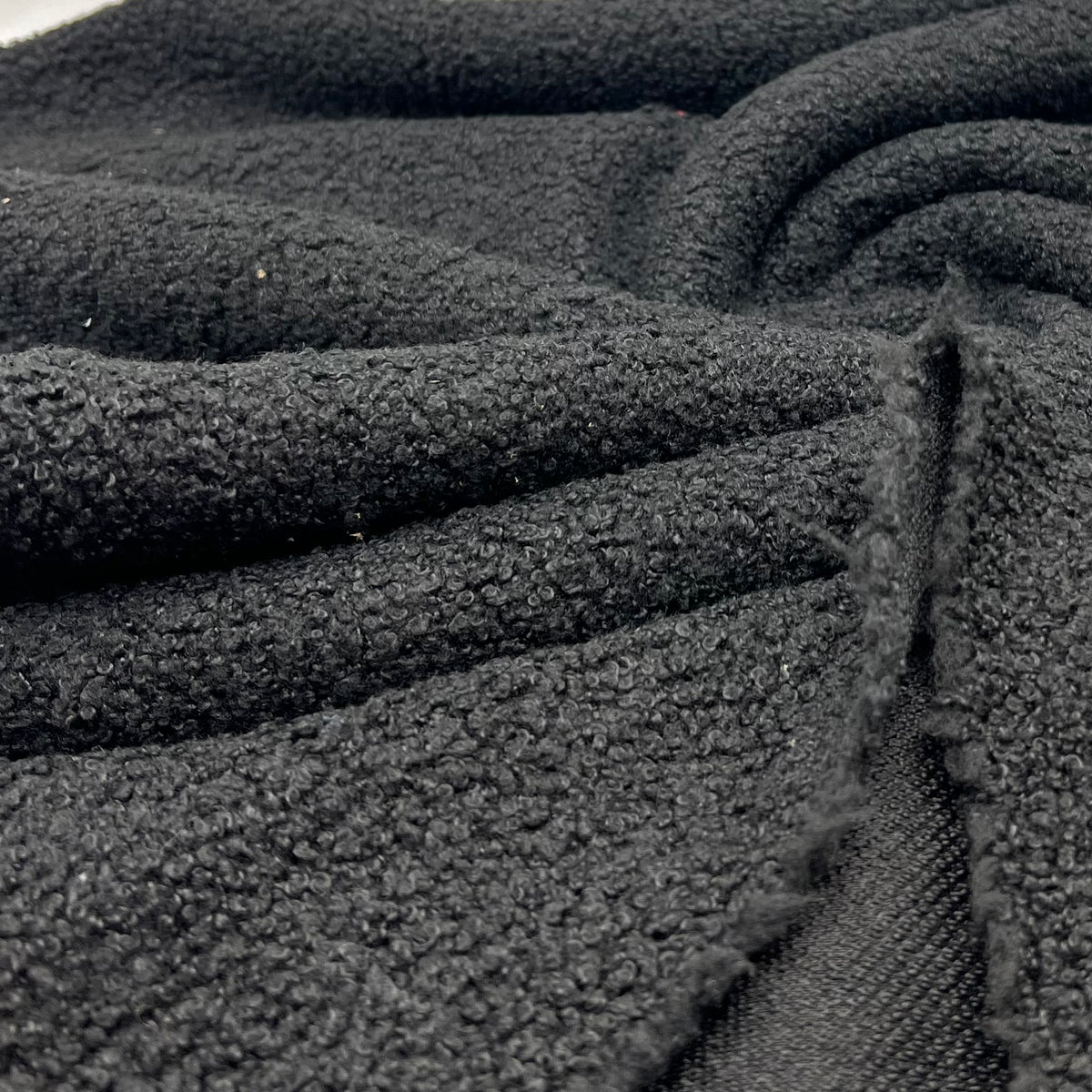 Black Luxury Sherpa Curl Fleece Fluffy Faux Fur Fabric