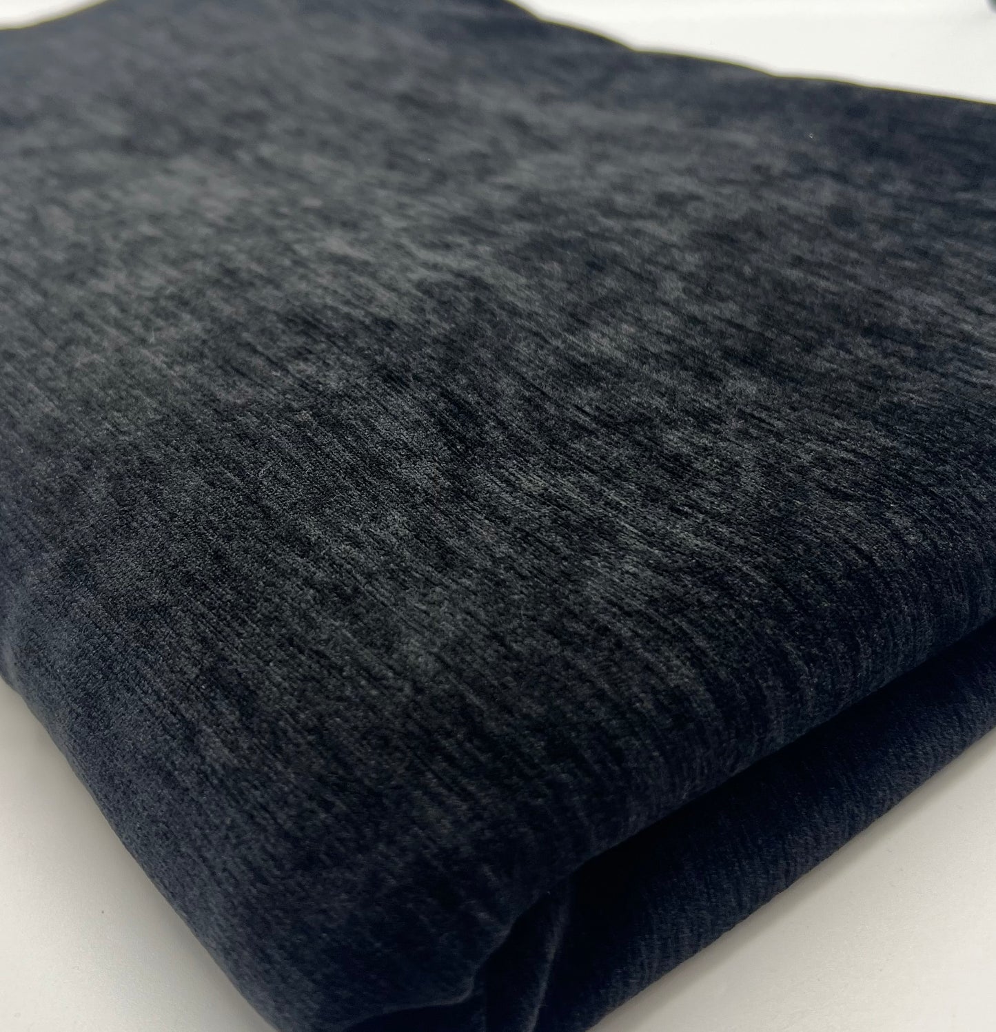 Black Wool Poly Blend Flannel Non Stretch Fabric