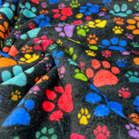 Rainbow Paw Prints Cuddle Fleece Fabric Blanket Loungewear