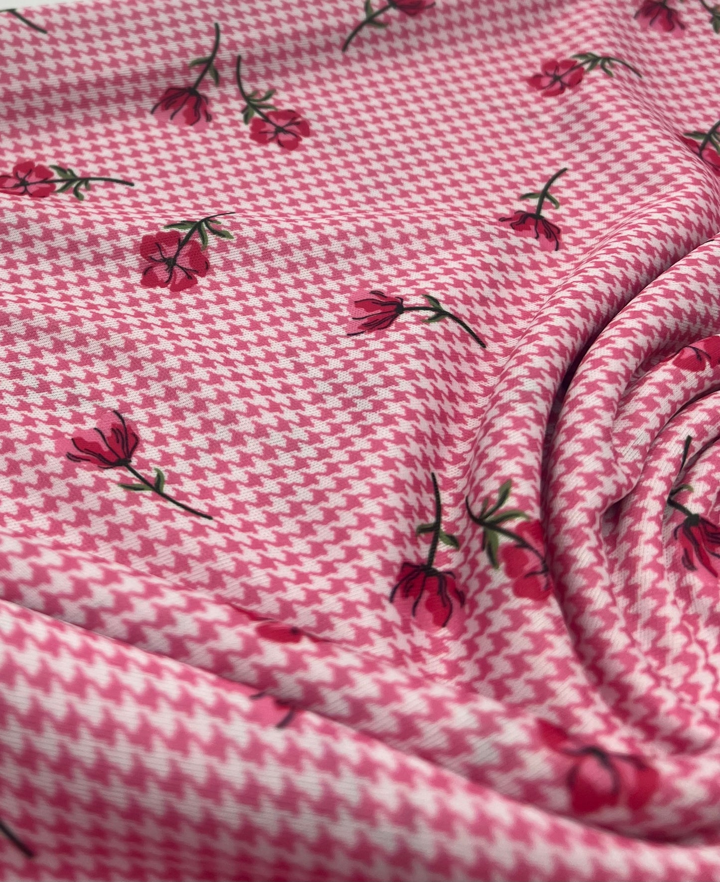 Pink Flower Floral Lightweight Stretch Fabric