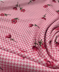 Pink Flower Floral Lightweight Stretch Fabric