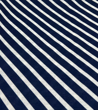 Navy Diagonal Stripe Linen Look Non Stretch Fabric