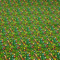 Green Clover Ditsy Floral Print Cotton Needlecord Non Stretch Fabric