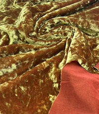 Lime Green Rust Two Tone Crushed Velour Spandex Stretch Fabric