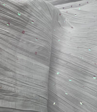 White Sequin Crinkled Lightweight Non Stretch Fabric