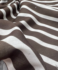 Brown Diagonal Stripe Linen Look Non Stretch Fabric