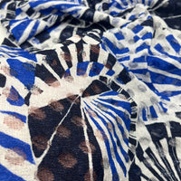 Blue Navy Abstract Lace Fabric Stretch