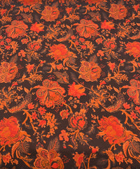 Black Red Floral Lightweight Crepe Fabric 175GSM Non Stretch