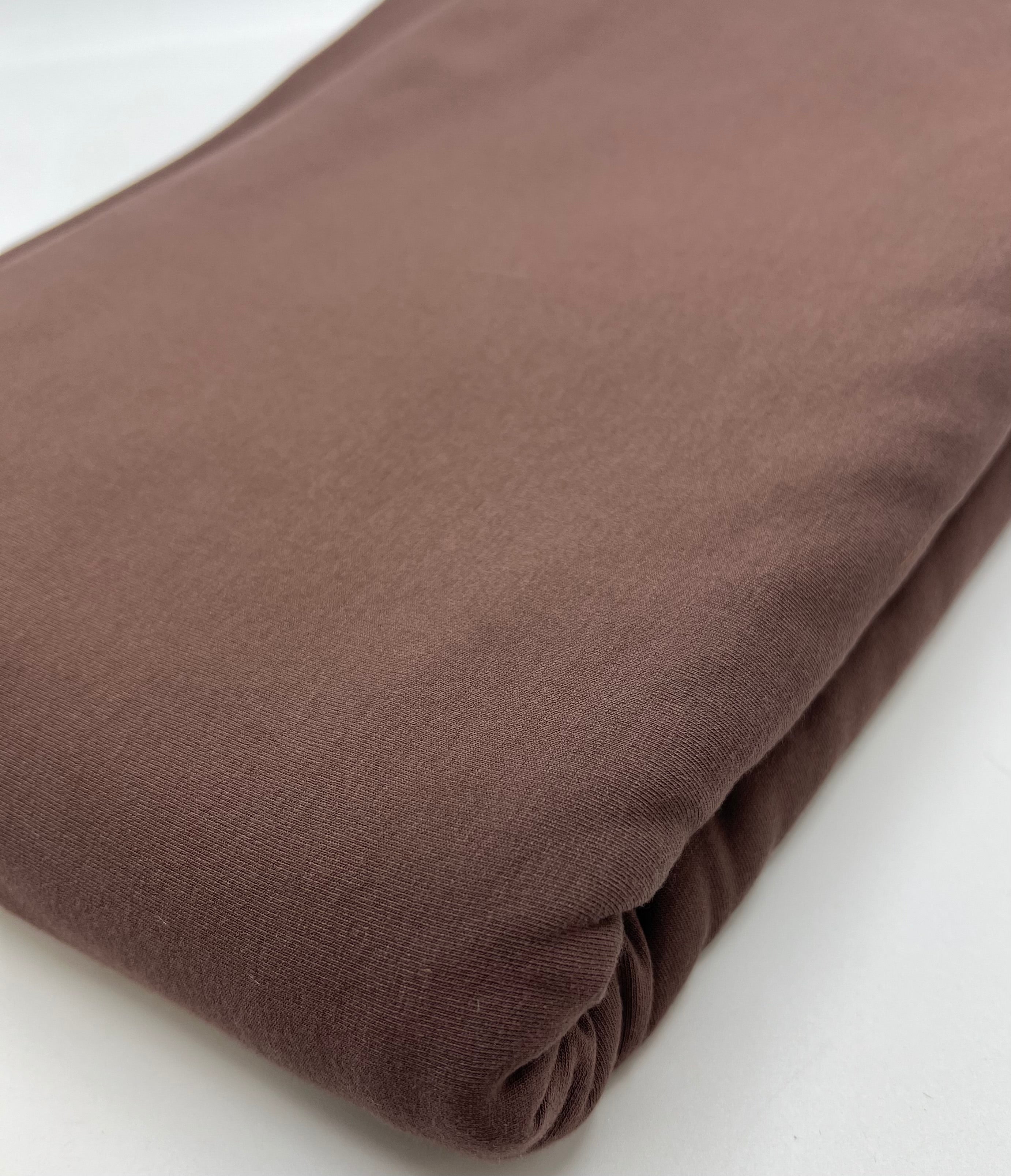 **SALE** Brown Cotton Stretch Jersey 200 GSM 95/5 Lycra 4 Way Stretch