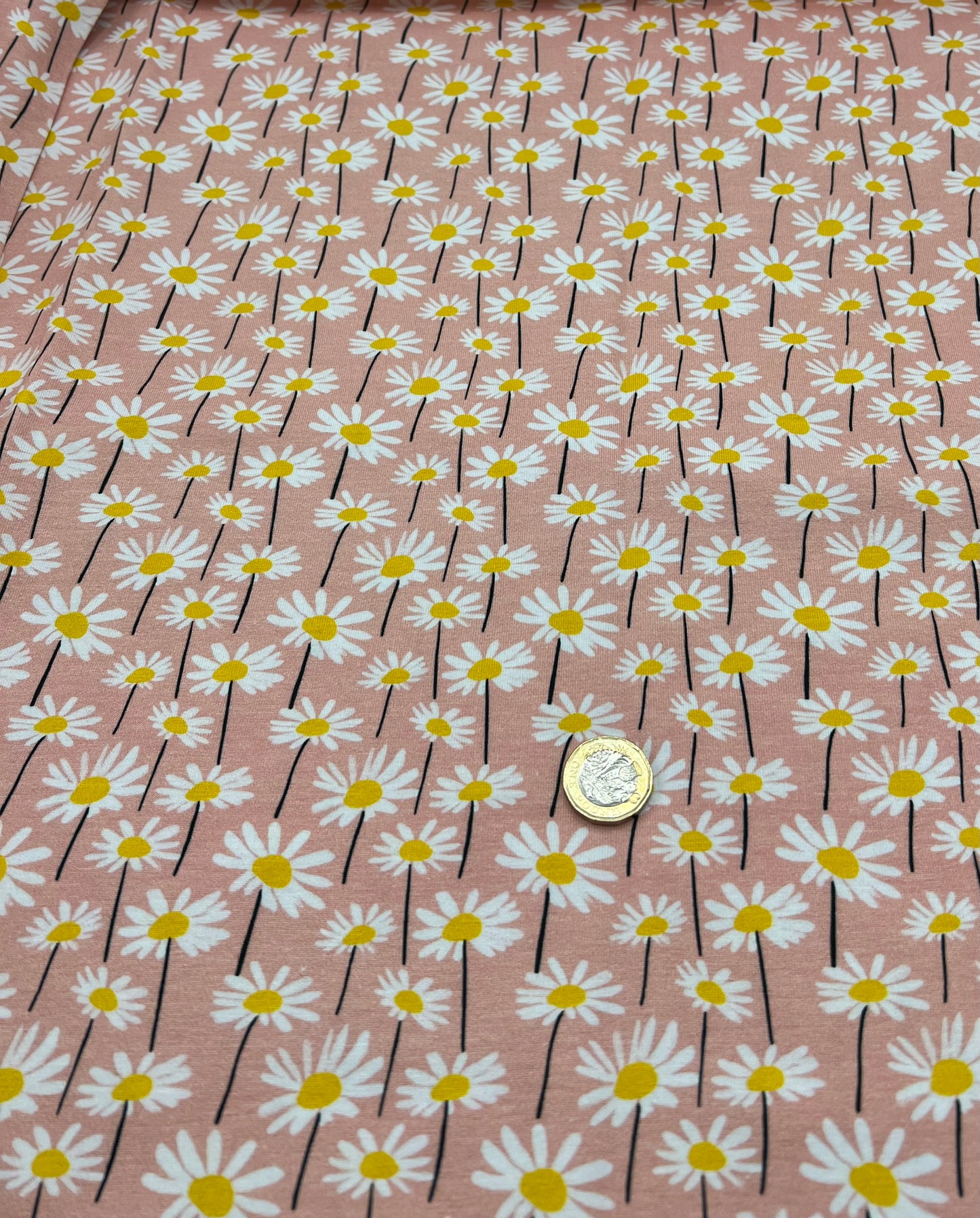 Daises Print Cotton Stretch Jersey 200 GSM 95/5 Lycra 4 Way Stretch