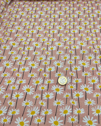 Daises Print Cotton Stretch Jersey 200 GSM 95/5 Lycra 4 Way Stretch