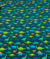 Dinosaurs Print Cotton Stretch Jersey 200 GSM 95/5 Lycra 4 Way Stretch