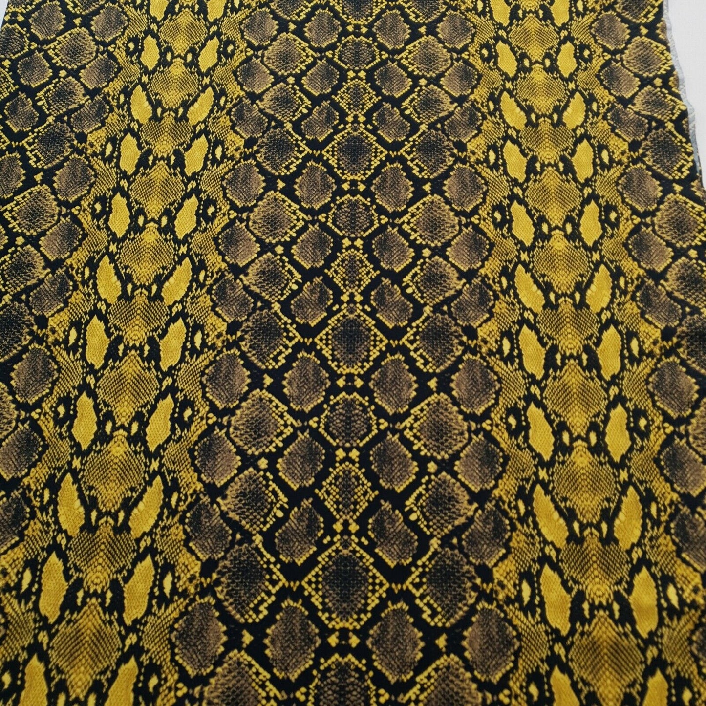 1/2 Metre Snake Yellow Printed Cotton Lycra Stretch Jersey Fabric - T9 Fabrics