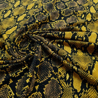 1/2 Metre Snake Yellow Printed Cotton Lycra Stretch Jersey Fabric - T9 Fabrics