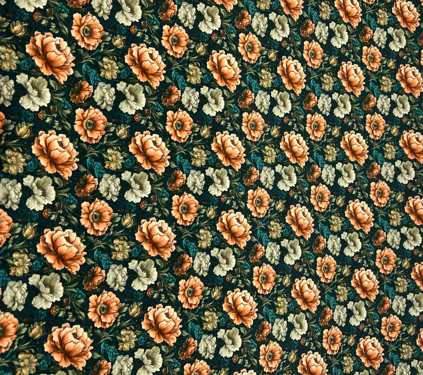 Vintage Roses Print Cotton Stretch Jersey 200 GSM 95/5 Lycra 4 Way Stretch