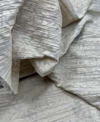 Beige Floral Crinkled Lightweight Non Stretch Woven Fabric
