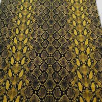 1.4 Metre Snake Yellow Printed Cotton Lycra Stretch Jersey Fabric - T9 Fabrics