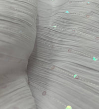 White Sequin Crinkled Lightweight Non Stretch Fabric