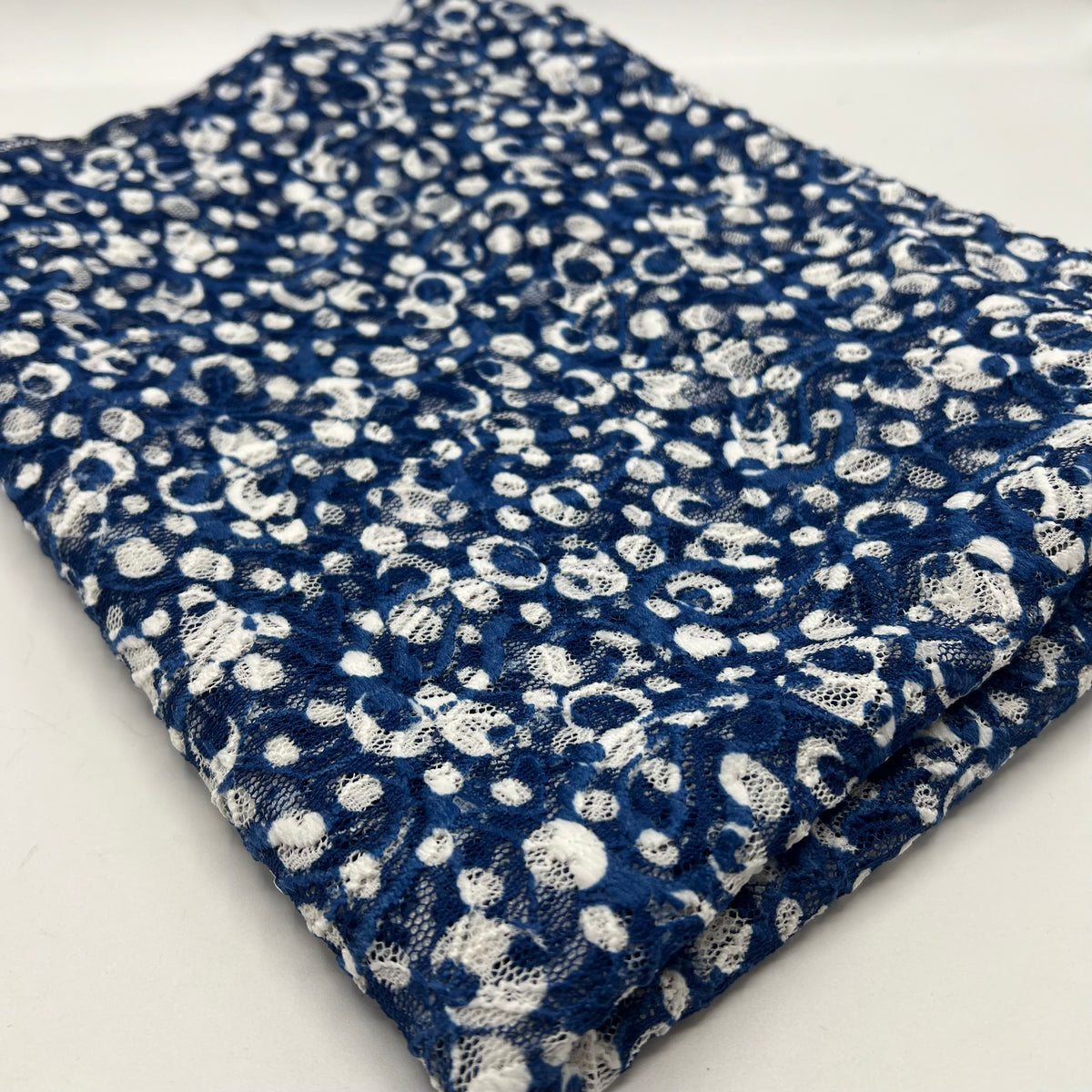 Blue & Cream Abstract Spot Fabric Stretch