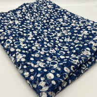 Blue & Cream Abstract Spot Fabric Stretch