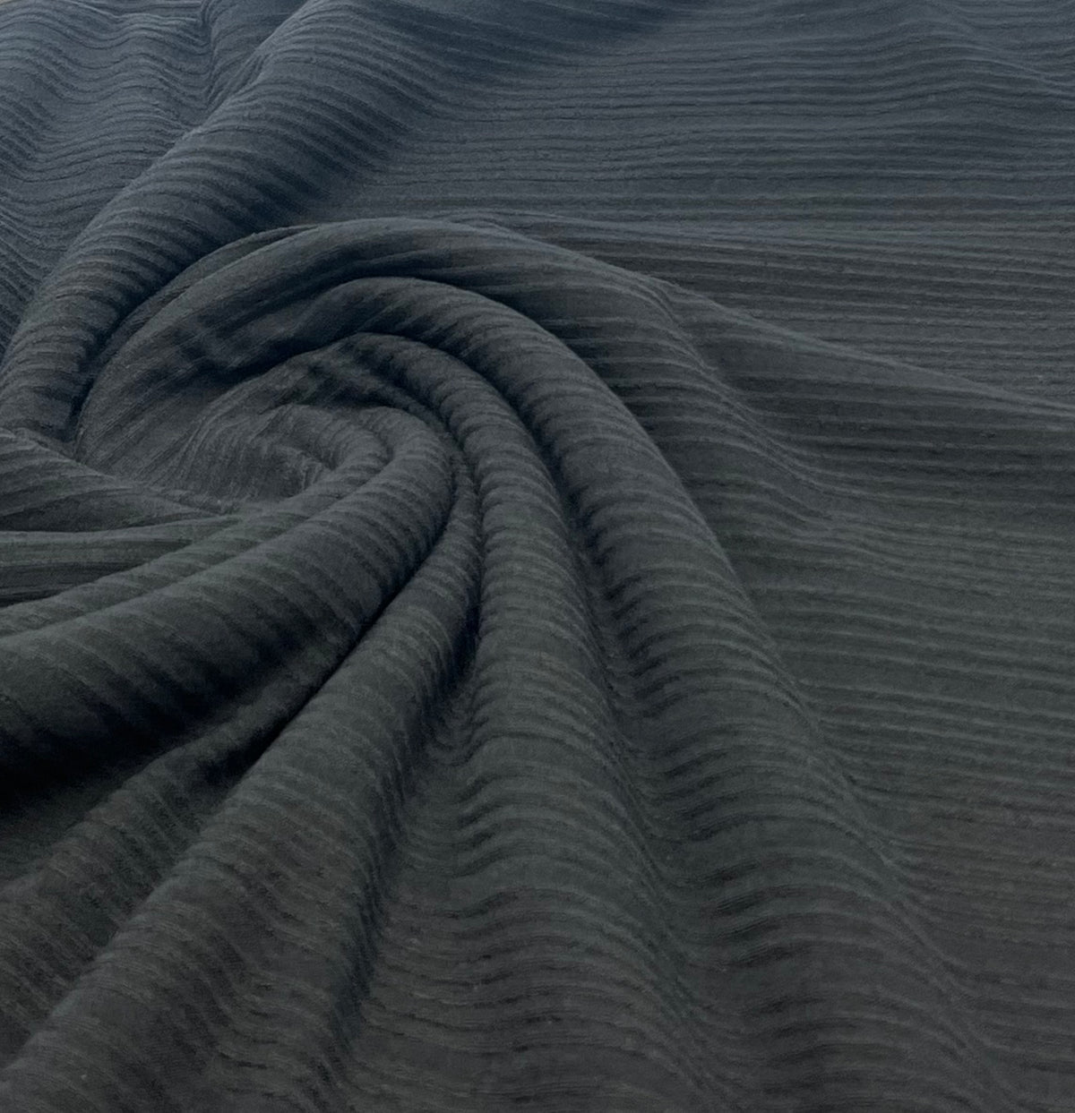 Black Textured Stripe Rib Stretch Fabric
