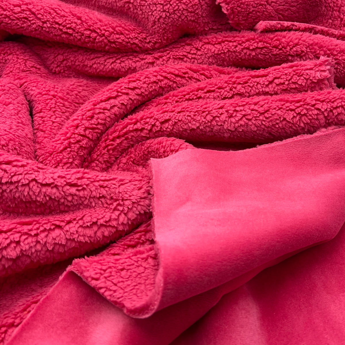 Hot Pink Cerise Luxury Sherpa Backed Fleece Fluffy Faux Fur Fabric