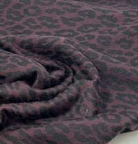 Burgundy Animal Jacquard 2 Way Stretch Fabric