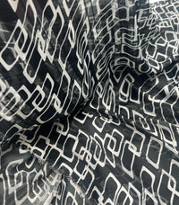 Black White Rectangles Printed Chiffon Dress Fabric