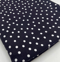 **SALE** Black Polka Spot Cotton Stretch Jersey 200 GSM 95/5 Lycra 4 Way Stretch