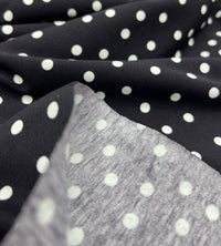 **SALE** Black Polka Spot Cotton Stretch Jersey 200 GSM 95/5 Lycra 4 Way Stretch