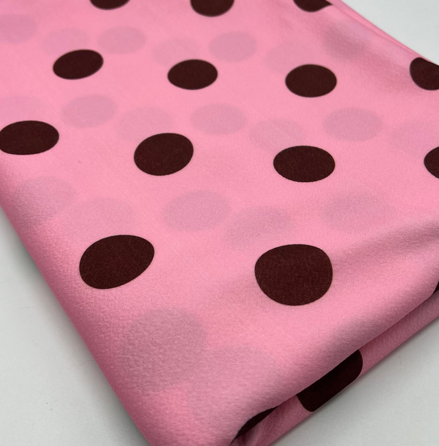 Baby Pink Brown Large Polka Print Liverpool Bullet Stretch Fabric