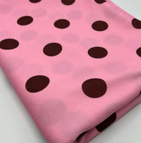 Baby Pink Brown Large Polka Print Liverpool Bullet Stretch Fabric