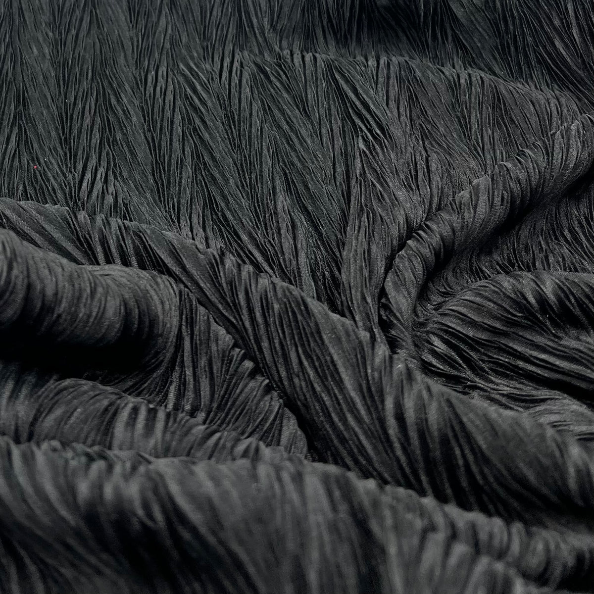 Black Wave Plisse Pleated Stretch Fabric