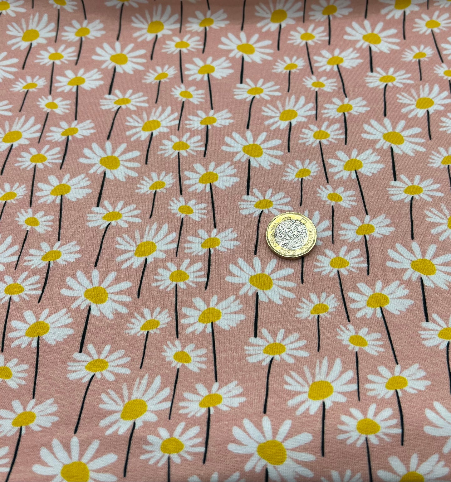 Daises Print Cotton Stretch Jersey 200 GSM 95/5 Lycra 4 Way Stretch