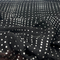 Black Silver Square Printed Chiffon Dress Fabric