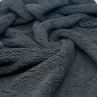 Black Luxury Sherpa Backed Fleece Fluffy Faux Fur Fabric