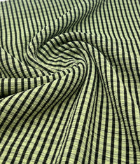 Green Black Gingham Detail Print Lightweight Crinkle Crepe Fabric