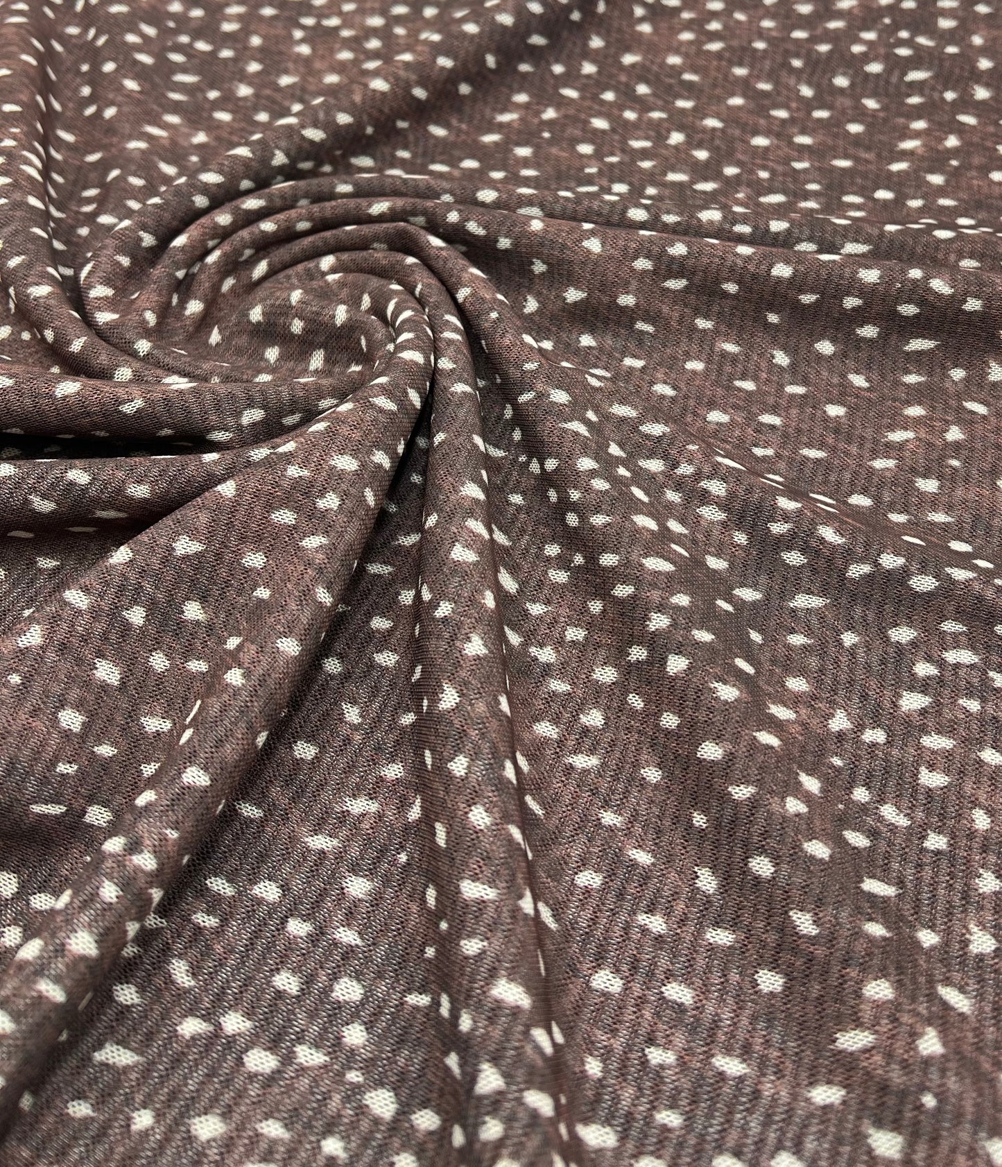 Brown Spot Print Mesh Fabric Stretch